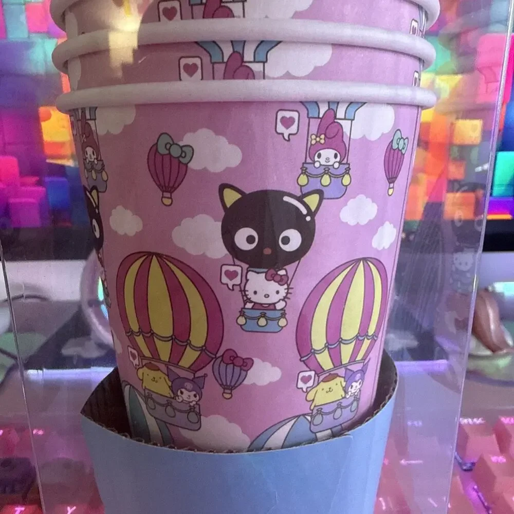 Sanrio Hello Kitty & Friends Cup Set 16oz 10 Cups Lids Sleeves Travel Balloon
